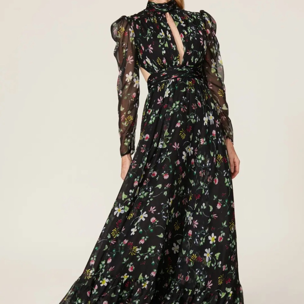 Mac Duggal Tie Back Floral Gown